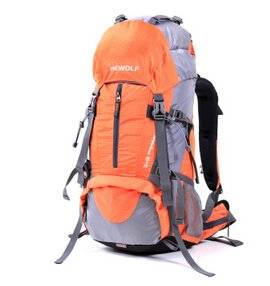 Mountaineering Bag Waterproof Cycling Backpack Outdoor Travel Folding Bag Men and Women Orange 50l