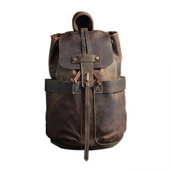 Genda 2Archer Vintage Bag Real Genuine Leather Backpack Shoolbag