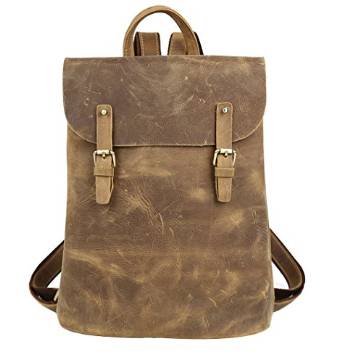 Genda 2Archer Genuine Leather Retro Rucksack Travel Backpack College Bag
