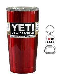 Yeti Custom Metallic Red 20 oz Rambler Tumbler Stainless Steel Cup with Lid - Keeps your drink hot or cold! *