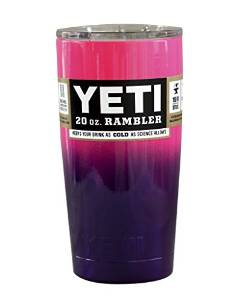 Yeti Custom Powder Coated Stainless Steel 20 oz Rambler Tumbler with Lid (Ombre) (Purple Pink Ombre)