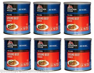 6 - Cans - Ground Beef Cooked- Mountain House Freeze Dried Emergency Food Supply