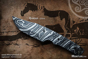 Damast-Jagdmesser von Moorschmied, Fahrtenmesser, Bushcraft, Outdoor, Damaszener