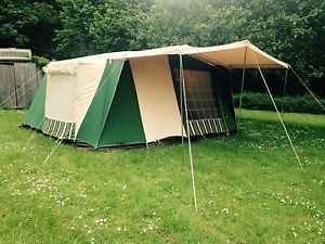 Huge Retro Vintage Canvas Frame Tent! Great Condition. Sun Canopy, 3 Bedrooms!