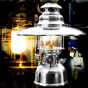 PETROMAX HK500 Starklichtlampe - verchromt mit Schirm + GRATIS-Feuerz. +/- Öl