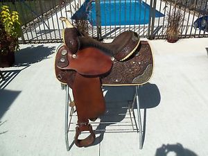 15.5" Circle Y Western Equitation Show Saddle with Silver and ruby stones