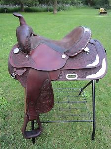 15" CIRCLE Y Dark Oil Western Show Horse Saddle w Silver Park and Trail