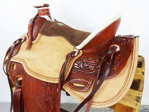 16" ROUGH OUT WADE HORSE LEATHER WESTERN ROPING TRAIL COWBOY RANCH SADDLE TACK