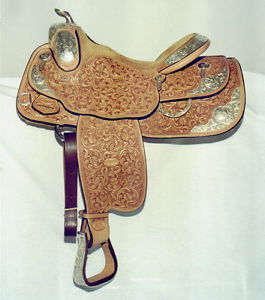 NEW WESTERN ECO LEATHER SHOW SADDLE 16'' WITH GIRTH AND ACESSORIES