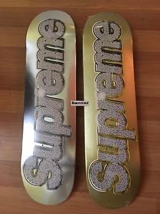 SS13 Supreme Bling Box Logo Skate Deck NEW Rare SET OF 2 Sealed Gold Silver
