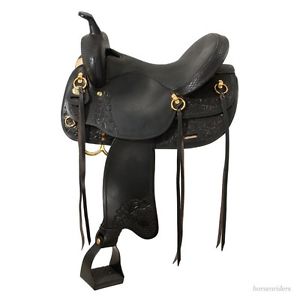 Gaited Horse Western Trail Saddle - Black Leather - Sizes 15.5" 16.5" 17.5"
