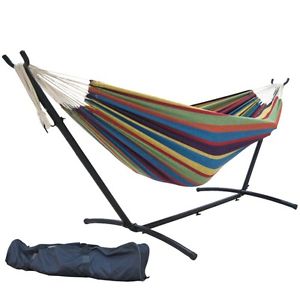 9' Double Hammock Compact Steel Stand Soft Feel Durable Fun Easy Install & Move
