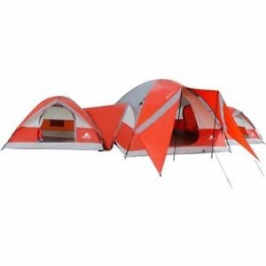Ozark Trail 10 Person 3 Dome Tent Multi Room Camping Outdoors Orange Camp NEW