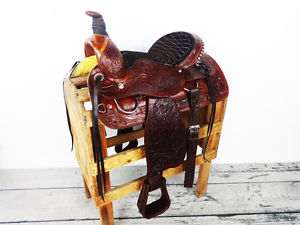 Used 16" True Western Roping Ranch Cowboy Cowhide Wade Leather Horse Saddle Tack