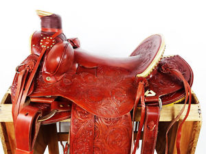 16" RAWHIDE LEATHER WESTERN WADE ROPING RANCH TRAIL COWBOY HORSE SADDLE TACK