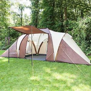 skandika Daytona 6 Person Man Family Dome Tent Mosquito Mesh Camping Brown New