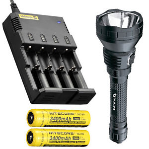 Olight M3XS UT Javelot Flashlight w/ I4 Charger & 2x Nitecore NL189 Batteries