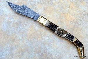 cuchillo damasco Navaja CLASICA ,MANGO CIERVO ,,...GRANDE TOTAL 43CM