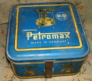 RARE PETROMAX CAMP STOVE IN ORIG TIN BOX GERMANY, EXCELLENT COND,