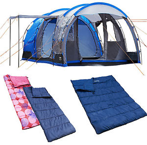 4 Man Camping Bundle - 1 tent/1dbl + 2 sgl sleeping bags