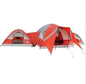 10-person 3-Dome Tent Ozark Trail ConnecTENT Camping Outdoors Family Orange Tent