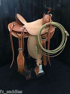 (In Stock) 16" Modified Association Roping/Ranch/Trail/Roper Saddle - Roughout