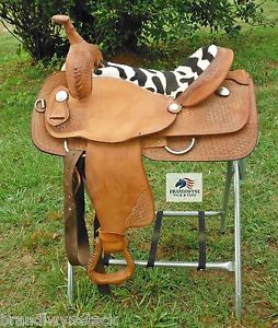 16" barrel saddle w/ zebra seat~GUC