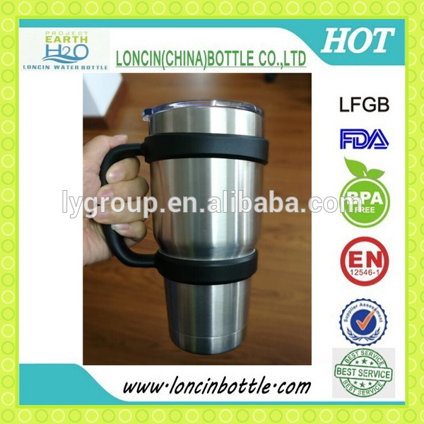 Best Price 30oz handle on stainless steel travel tumbler/handle of plastic with white rubber/customized color 30oz handle in mug