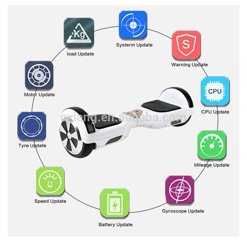 Free shipping and tax !!! High Quality colorful 2 wheels smart balance electric scooter with LED