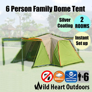 6 Person Camping Tent Auto Set-Up Double Layers Dome Tent Hiking Waterproof