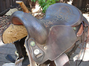 Mcguire Cutter Horse Saddle 17" - 7" w/ 1985 NWCHA  Novice Champion