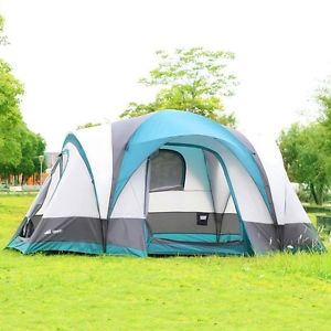 7-Person 3-Room Tent Family Large D-Style Door For Camping Traveling Carry Bag