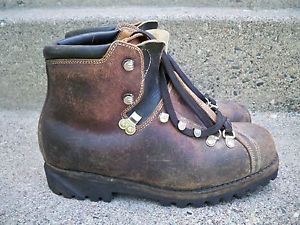 Vtg Raichle Mountaineering Hiking Leather Camping Stomper Men's Boots Size 9.5