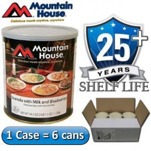 6 #10 Cans Case - Mountain House Granola, Milk & Blueberries - Freeze Dried Food