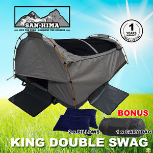 King Double Swag Camping Swags Canvas Tent Large Size Poles Tent Hiking Bag