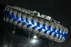 (50X) Handmade Thin Blue Line police supporter 550 paracord bracelet