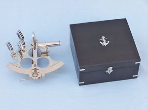 Captain's Chrome Sextant 8" with Black Rosewood Box