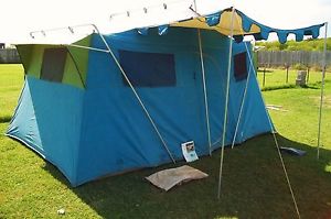 Complete Vintage 9' x 13' Sears Continental HD Canvas Tent & Manual Canvas Floor