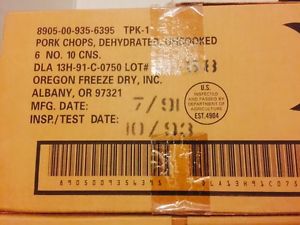 Dehydrated Pork Chops, Uncooked, Case (6 #10 Cans)