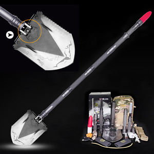 UPGRADE! HIGH QUALITY!  Military Multi-function Shovel Self Driving Camping Tool