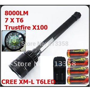 Flashlight 5 Mode 8000 Lumen 7 x CREE XM-L T6 LED Flashlight + Battery+Charger