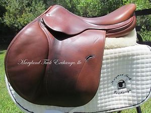 17.5" ANTARES CALFSKIN french close contact jumping saddle # 4A long flaps