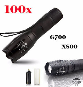 Wholesale Lot100 5000LM G700 Tactical Flashlight LED Zoom Torch Lamp Light X800