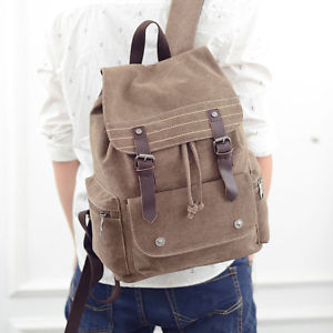 Tourist Camping Vintag Canvas Sport Mountaineering Bag School Backpack Coffee