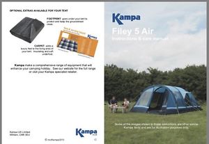 Kampa Filey 5 Air - 5 Man Tent NEW