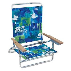 Blue 5 Position High Back Deluxe Portable Folding Beach Chair Lightweight Steel