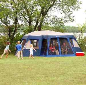 Instant Cabin Tent 12 Person 3 Room with Screen Room Large Windows Carry Bag New