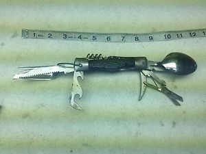 MADE IN JAPAN SS VINTAGE MULTIPUPOSE HUNTING CAMPING UTILITY KNIFE FORK SPOON