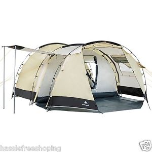 Large White Tent 4 Person Tunnel Camping Great Weather Resistance Water Proof