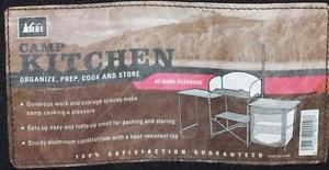 REI Camp Kitchen Portable Holds Camp Stove Lantern Black Canvas Bag Supplies